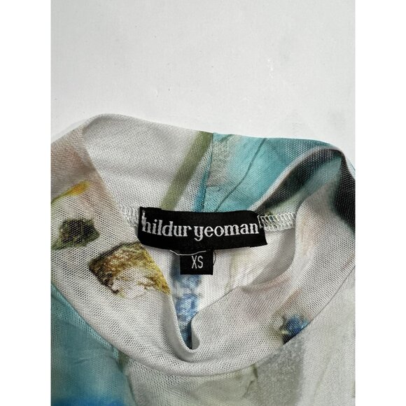 Hildur Yeoman Ruched Front Top in Semi-sheer Blue Shell - Picture 2 of 3